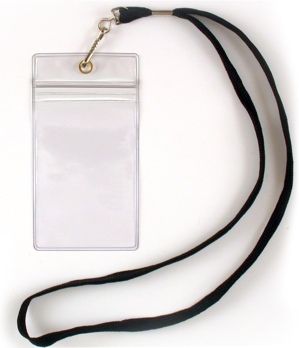 StoreSMART - 10 Pack - ID/Badge Holder with Lanyard - Clear Plastic - LY3578ZIPS-10