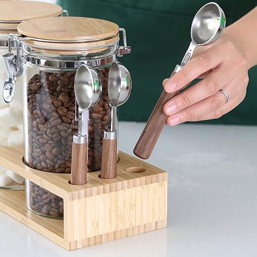 Miniatura 6 de KKC HOME ACCENTS Recipientes de vidrio con tapas herméticas con bisagras y cucharas, recipientes de almacenamiento de vidrio sellado para granos de