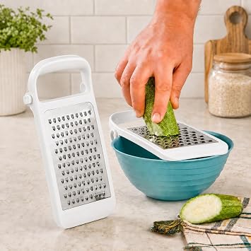 Katlanabilir Ayrılabilir Rende, Çift Taraflı İnce ve Kalın Rendeleme, Paslanmaz Çelik Bıçaklı, ABS Plastik Gövde, Bulaşık Makinesinde Yıkanabilir, BPA İçermez (Beyaz)