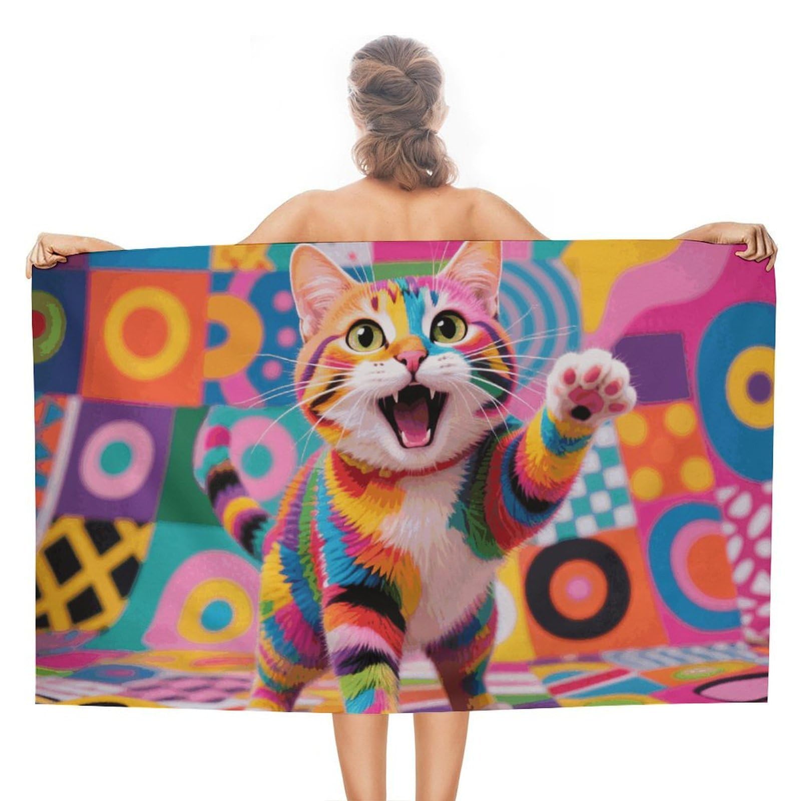 asbwuo Style Cat Beach Towels Extra Large Quick Dry Absorbent
