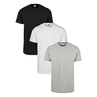 Urban Classics Basic Tee 3-Pack Uomo T-Shirt Nero/Grigio/Bianco XXL 100% Cotone Regular