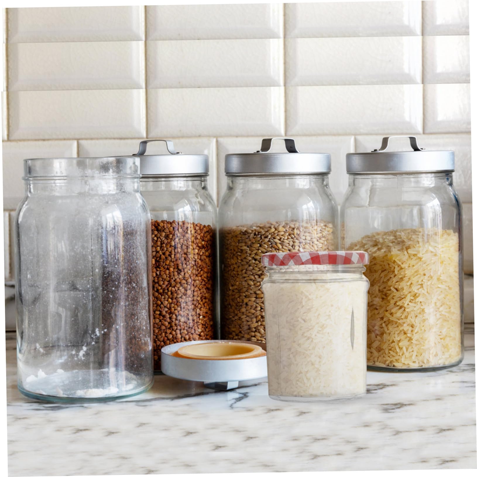 6 piezas Frascos de Vidrio para Almacenamiento de Miel y Alimentos Tarros Transparentes con Diseño Práctico y Cierre Hermético para Conservar Frescura Cocina