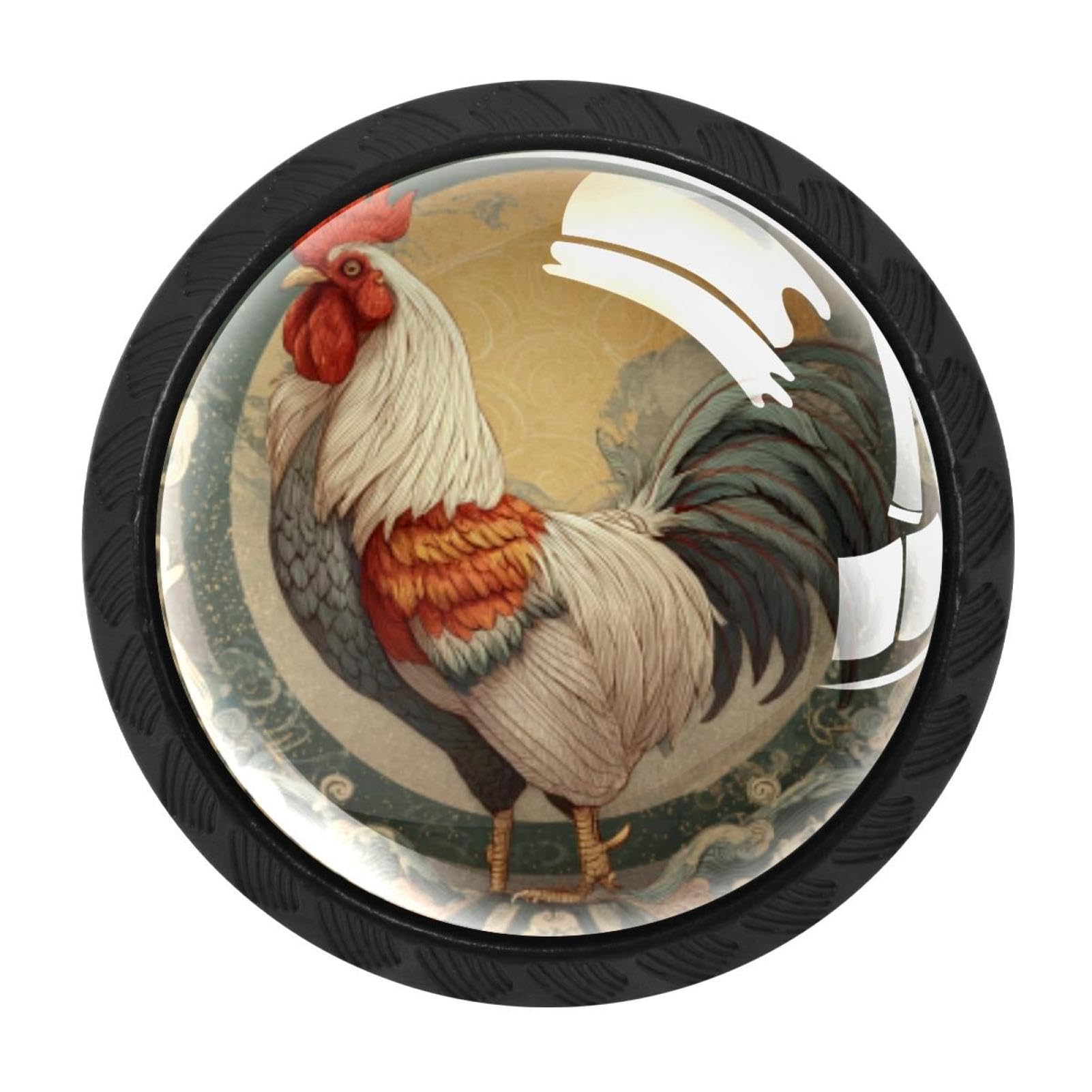 CHENZZZZ 4 Pack Rooster Drawer Knob Cabinet Hardware