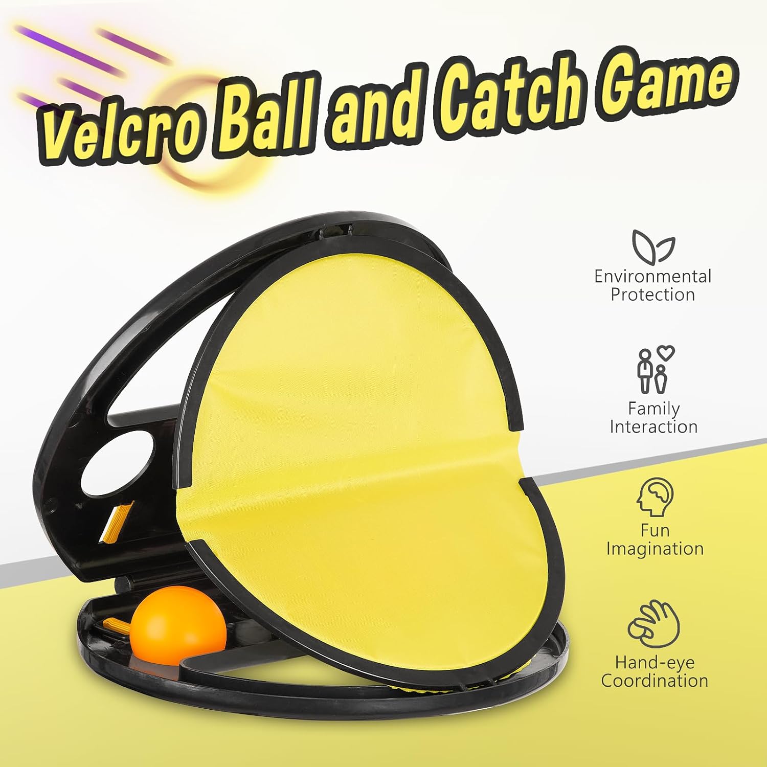 Velcro Toss and Catch Game Set, 2024 Upgrade with Launchers and 2 Balls, Outdoor Games for Kids Aged 3-12, Beach Paddle Ball Set for Yard, 2pc - Image 2