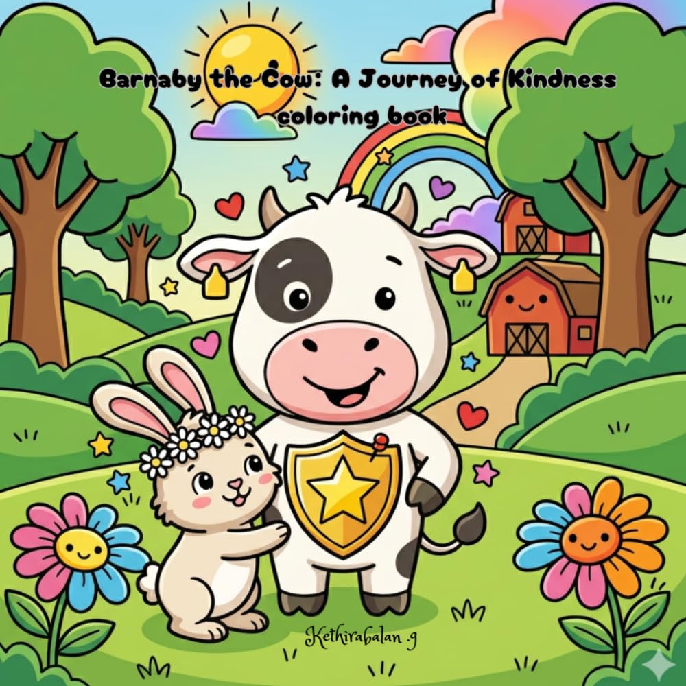 Barnaby the Cow: A Journey of Kindness coloring book: A Coloring Book with Easy-to-Color Bold Outlines—Teaches Empathy, Friendship, and Helping Others