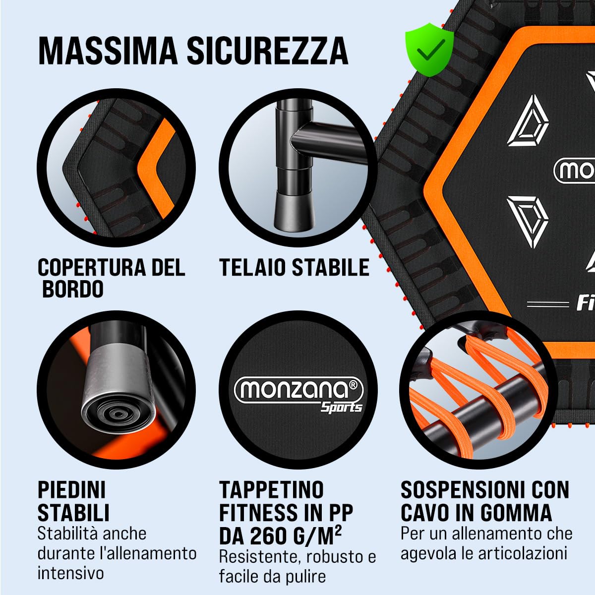 Monzana Trampolino Elastico Fitness per Interni Ø120cm Manubrio Regolabile Rimovibile Copertura Bordo Allenamento Casa