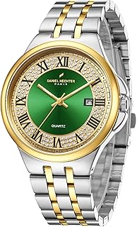 Daniel Hechter Paris Louise Collection Analog Watch for Men with Round Sunray Dial, Crystal Accents, Roman Numerals, Date Display & Stainless Steel Strap