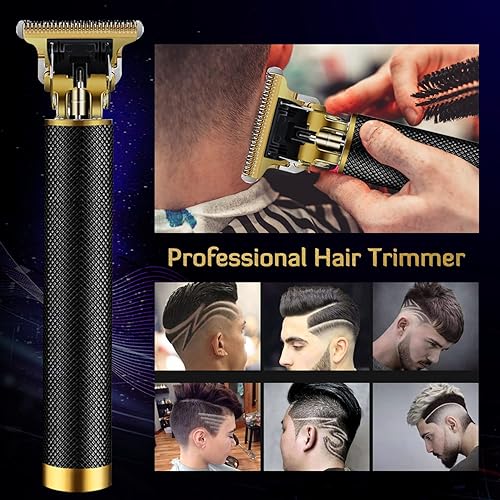 Miniatura 7 de Cortadora de pelo profesional inalámbrica y recortadora para hombres, afeitadora de barba recargable con cuchilla en T sin huecos, kit de corte de