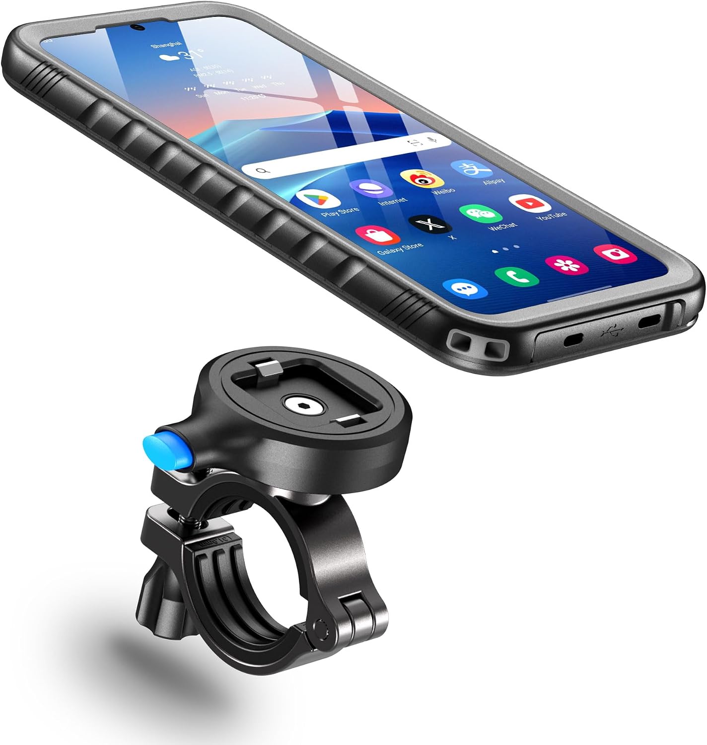 Cozycase 1 Second to Unlock or Lock – Mobile Phone Holder Bicycle for Samsung Galaxy S25 Waterproof Bike Phone Holder Mount Mobile Phone S 25 Holder Motorcycle Handlebar Road Bike MTB Waterproof