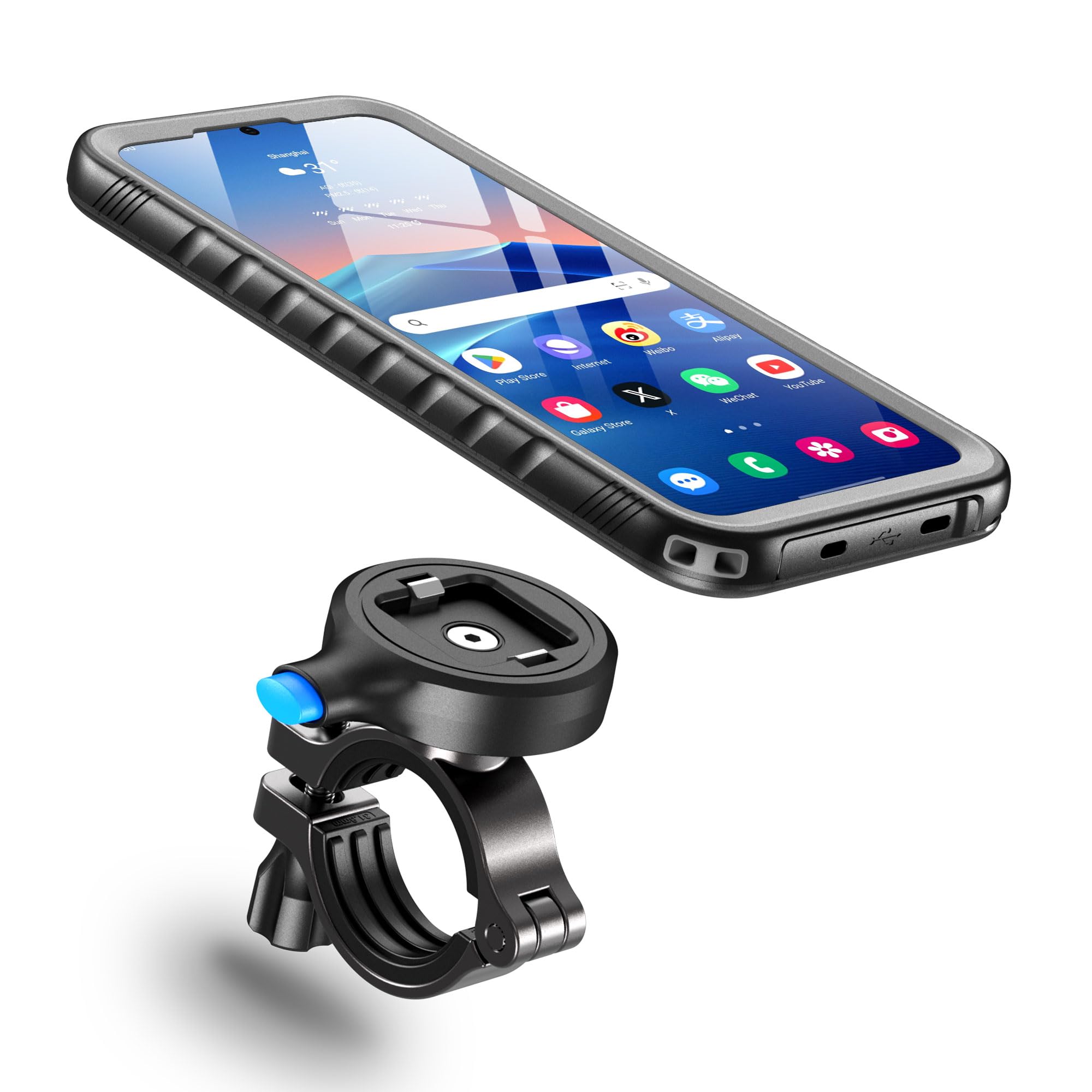 Cozycase Soporte Movil Bicicleta Moto para iPhone 15 Pro Max - Impermeable Antivibracion Suporte Telefono Manillar Mtb/Btt/Scooter/Patinete/Bici Electrica/Carretera/Motocicleta Metal Bike Phone Holder — view 25