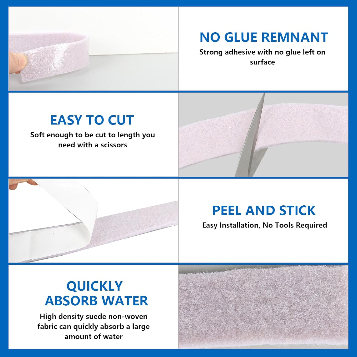 13FT Window Condensation Absorber Strip, Self-Adhesive Weather Stripping, Reusable Condensation Barrier for Sills, Peels Off Cleanly & Easy to Install, Keeps Sills Dry (157.4 x 1.96 Inch)