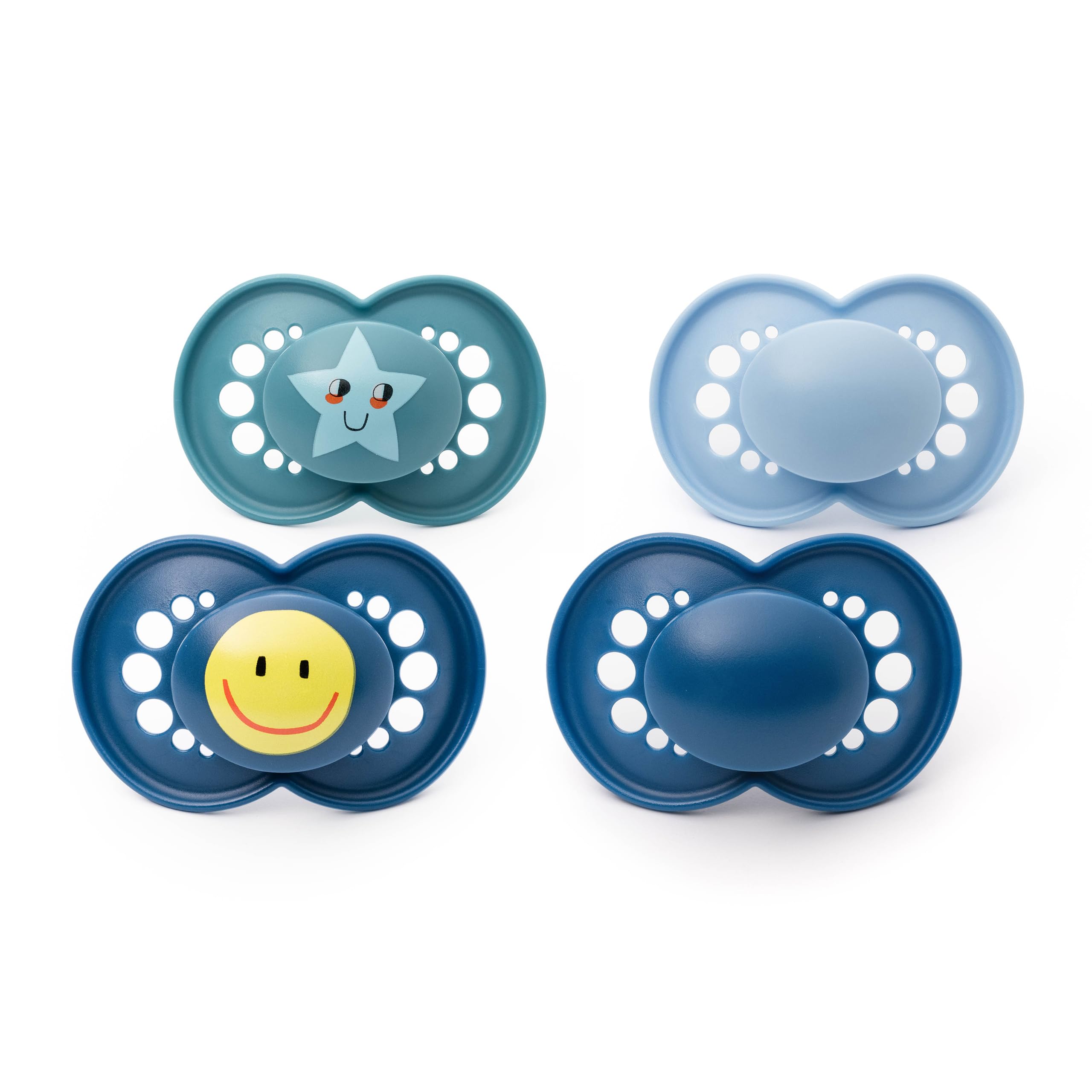 MAM Original Soothers | 18-36 Months | 4 Pack | Sustainable Materials | Baby Accessories | Blue (Various Designs) — image 1