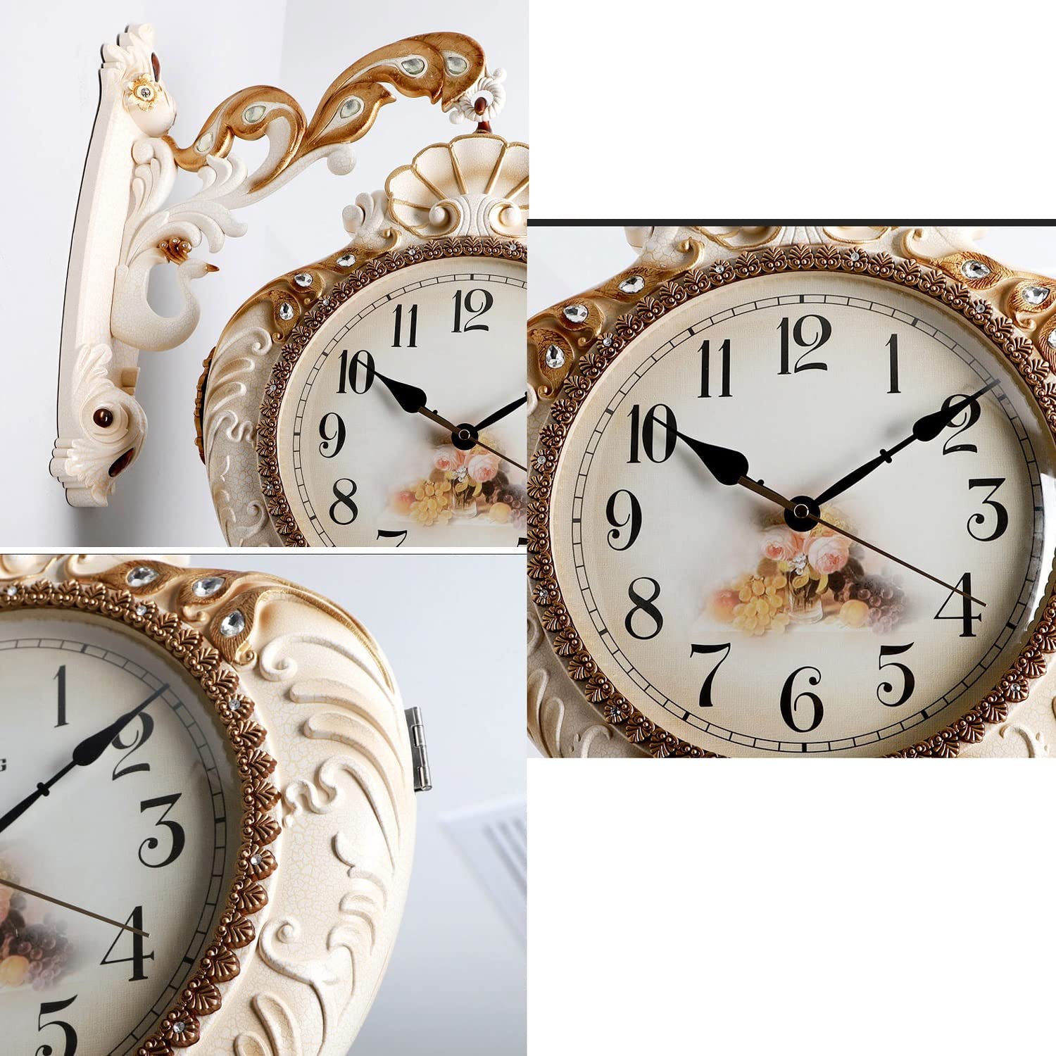 Amazon.co.jp: ヴィンテージ吊り下げ両面時計、壁掛け3D回転時計