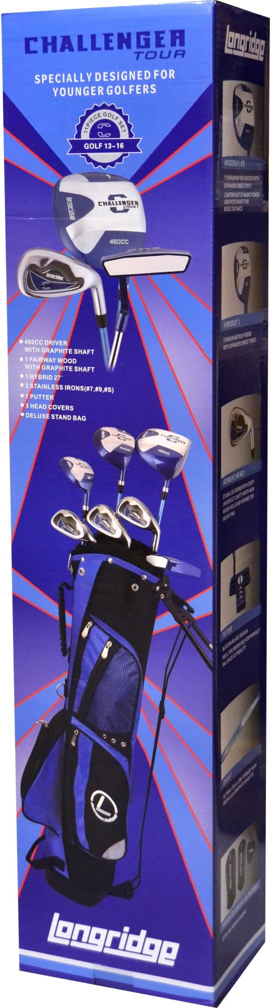 Longridge Challenger Cadet Junior Golf Club Set with Stand Bag – Premium Starter Package for Boys & Girls - Lightweight Kids Golf Package