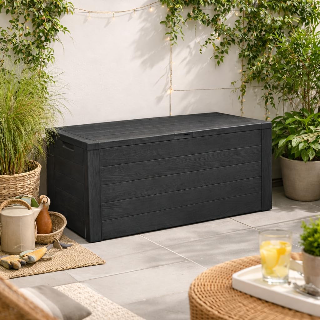 Acomoda Textil - Baul de Almacenaje Exterior 300 Litros 120x45x57 cm Arcon para Jardin Terraza o Balcon Caja para Cojines Herramientas y Accesorios de Exterior Tapa Abatible. — view 5