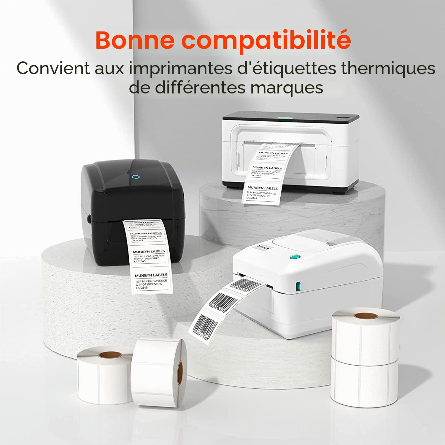 MUNBYN Étiquettes Thermiques Rectangle Blanc, Etiquette Autocollante 2.25"x1.25" pouces, Étiquettes D'adresse Etiquettes Shipping Label Confiture de Cuisine de Bureau-1000pcs étiquettes
