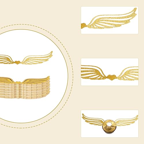 Miniatura 4 de 50 piezas de alas doradas de chocolate, decoración de mago, decoración de chocolate, alas huecas, decoración de cupcakes con punto de pegamento para