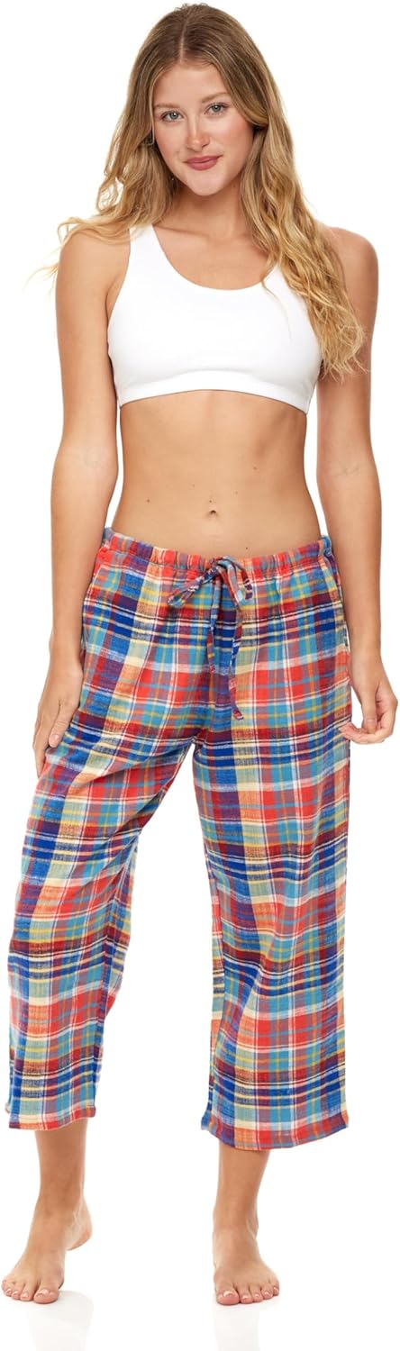 Sexy Basics Women's 3 Pack Cotton Flannel PJ Capri Bottoms | Lounge & Sleep Cropped Pants - Image 3