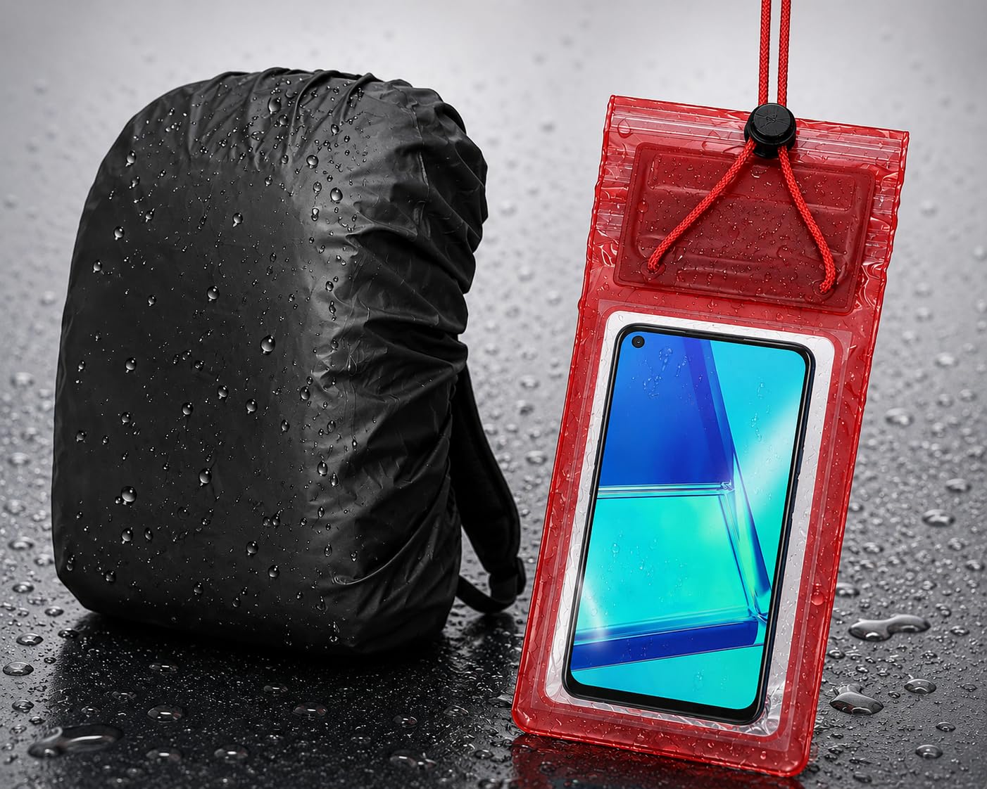CABLE GALLERY Rain and Bag Cover with 100% Waterproof dust Proof Mobile Water Protection Cover,Laptop,School/College/Office(1 Cover for Bag + 1 Cover for Mobile)-image-42