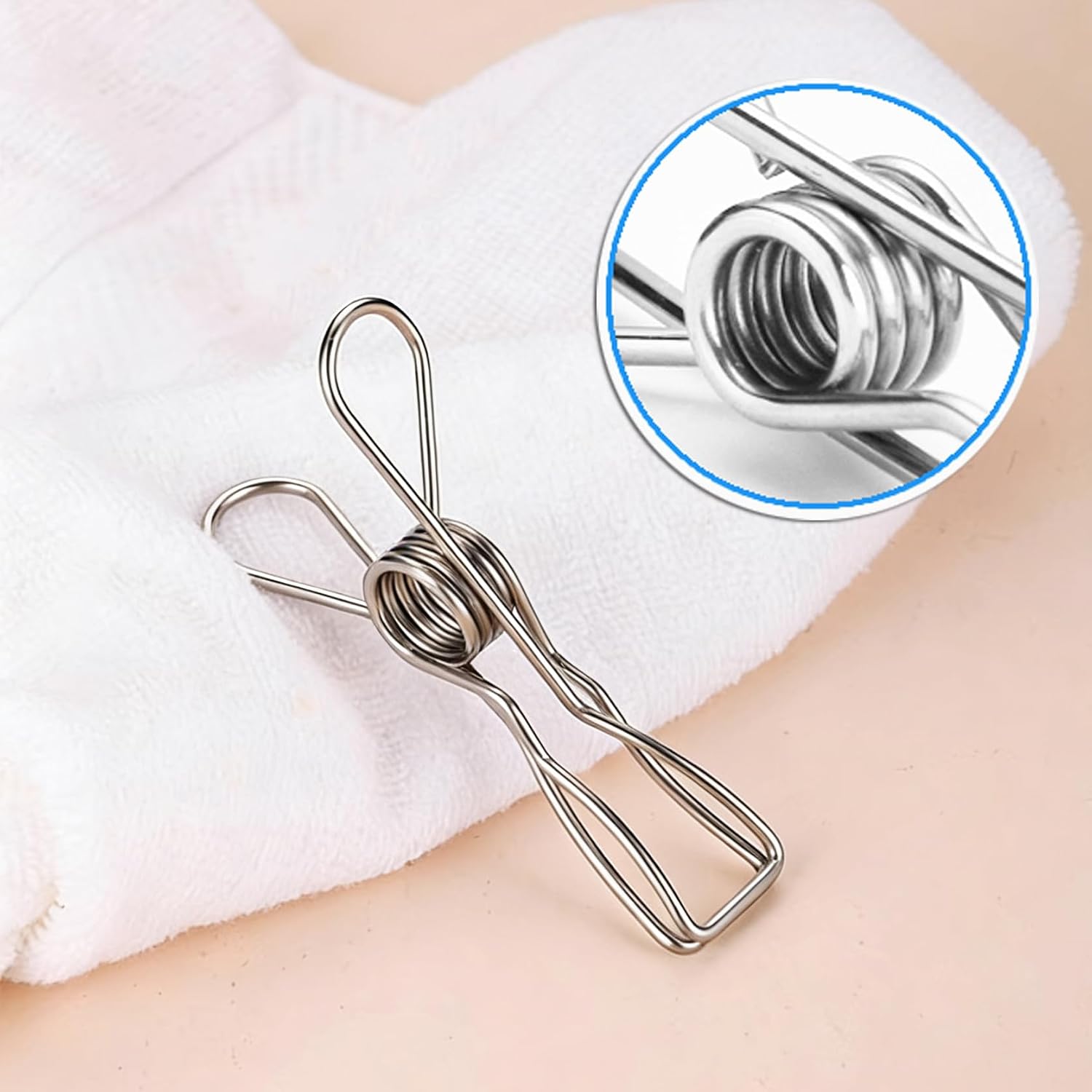 Elome Stainless Steel Clothes Pins 20PCS, Utility Durable Wire Metal Laundry 2.2 Inch Clips Hooks - Indoor Outdoor Drying Clothesline Clip for Home Laundry Office Kitchen