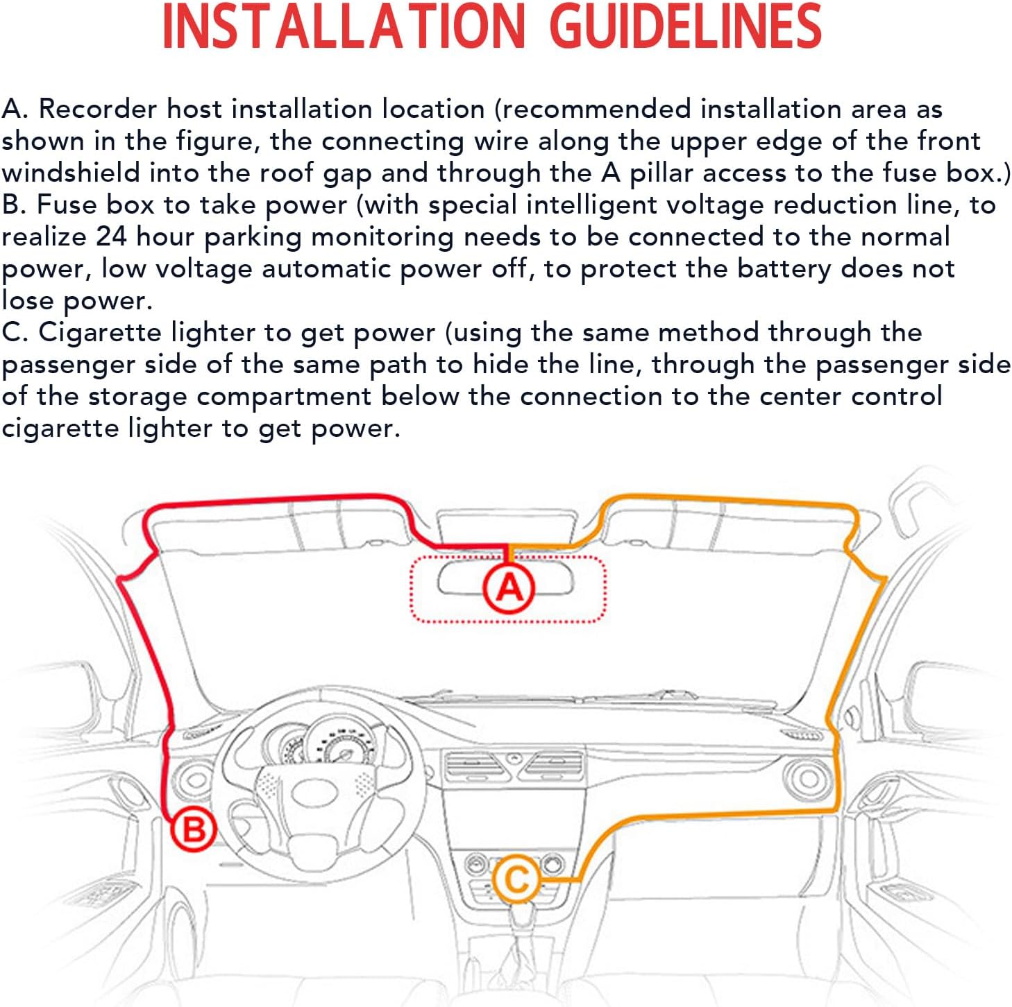 Dash Cam Installation Guidelines Diagram