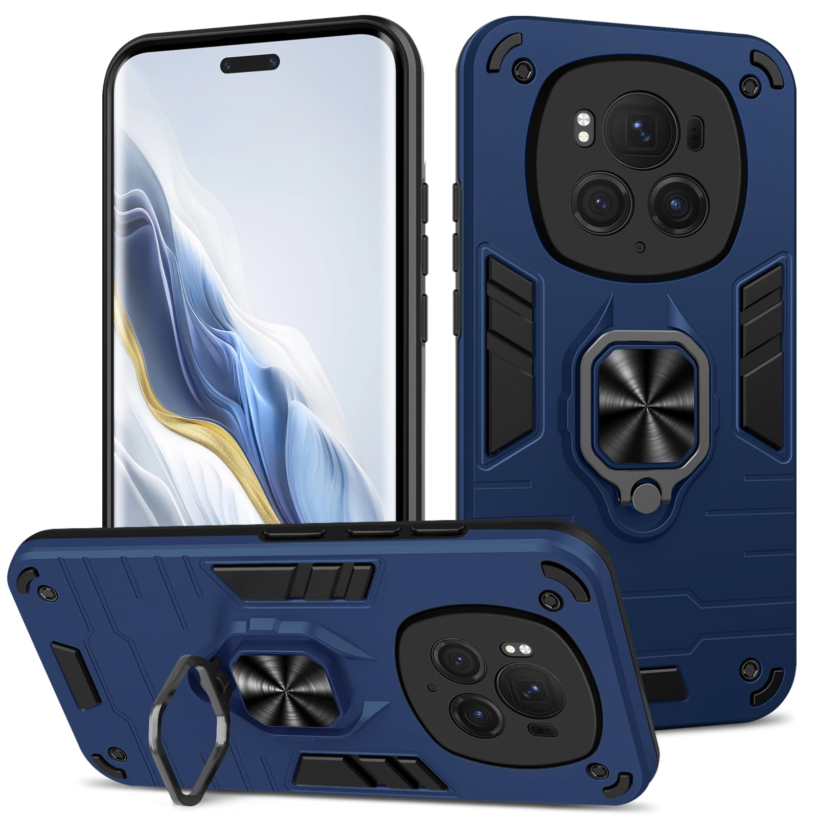 Funda para Samsung Galaxy A13 4G con Cristal Templado Protector Pantalla, Carcasa Antigolpes con Soporte anular metálico, Case Protectora de Grado Militar, Negro — view 179