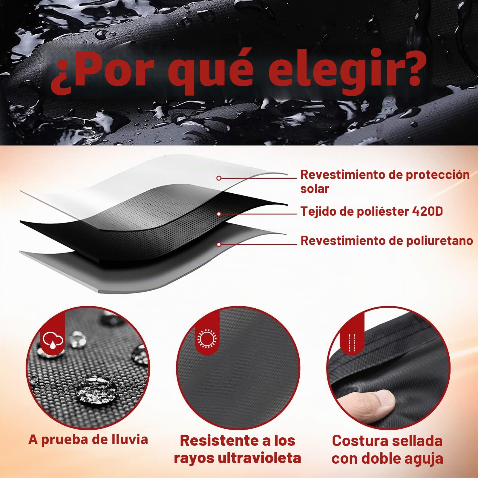 GARPROVM - Funda para Barbacoa de Gas, 183 x 66 x 130 cm, Funda Protectora para Barbacoa Exterior 420D, Tejido Oxford Impermeable protección Solar, Barbacoa Cubierta para Weber, Char-Broil, etc.,