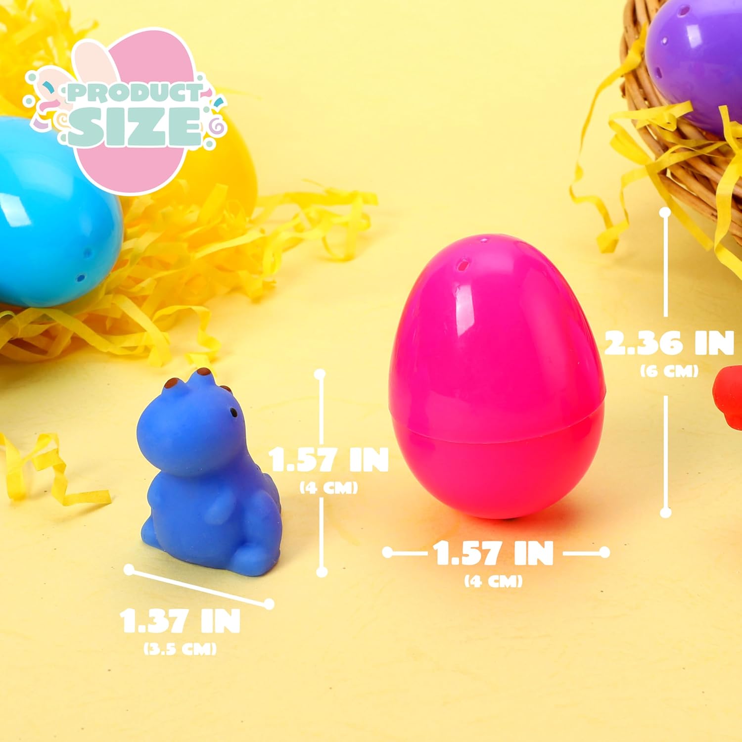 JOYIN 24 Pcs Easter Prefilled Eggs with Mochi Squishy Toys, Dinosaur Stress Reliever Squishy Toy for Easter Theme Egg Hunt, Kids Party Favor, Basket Stuffers Filler, Classroom Prize Supplies - Image 8