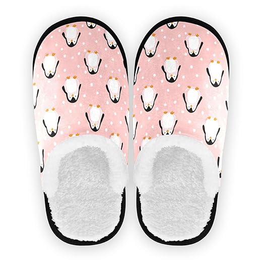 Penguin Spa Slippers Animal Winter Christmas House Slippers Memory Foam Slippers Indoor Outdoor Non-Slip Home Shoes M for Men Woman