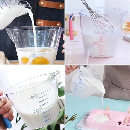 Miniatura 6 de Juego de 3 tazas medidoras de plástico, jarra medidora transparente apilable de doble escala con boquilla para cocinar, hornear, laboratorio (30.4