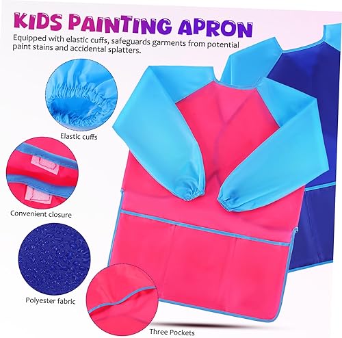 Miniatura 9 de 2 delantales de artista de manga larga con babero elástico reutilizable para pintura para años bolsillo frontal para un fácil acceso para proyectos