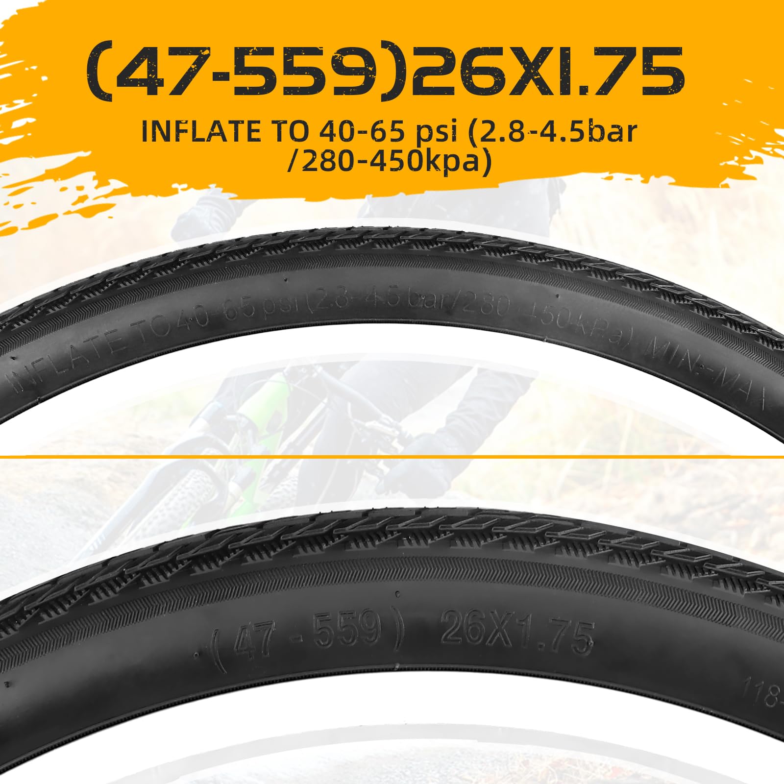 MEGHNA Bicycle Tyres Bike Tires Replacement Tyres: 20/24/26x1.75 Inch Folding Bike Tire for for Beach Cruiser Mountain Bikes MTB/BMX (2 Tires - Image 3