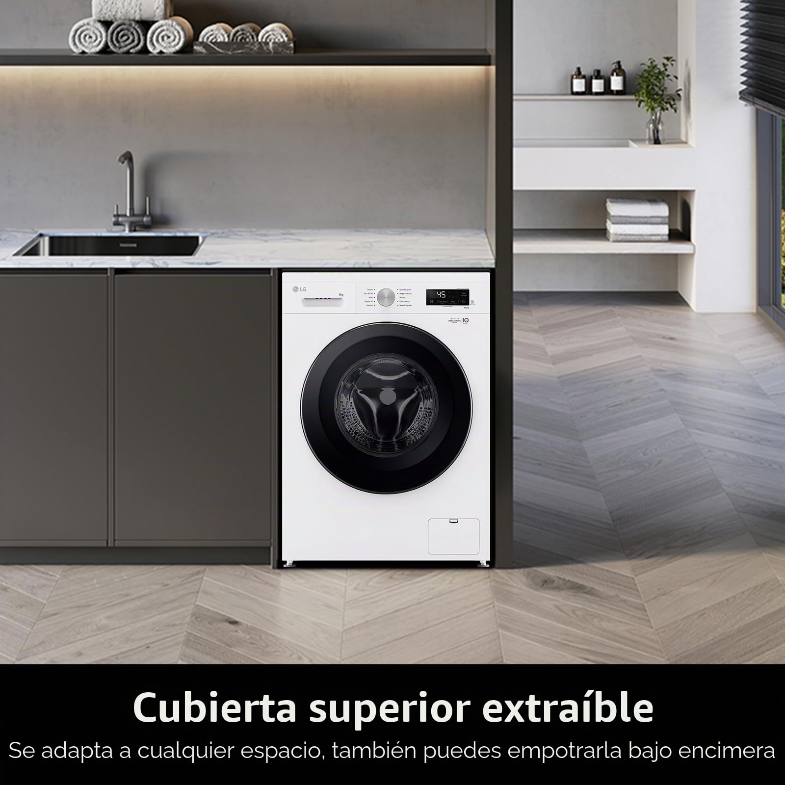 LG F4NX1008NWK Lavadora 8 kg de carga frontal Serie X1, Clase A, 1400 rpm, Wi-Fi, 6 Motion Direct Drive, lavado a vapor Allergy Care, libre instalación, Essence White