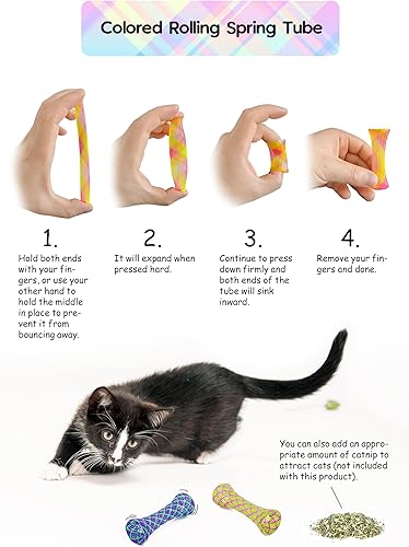 Miniatura 6 de Juguetes para gatos de interior, juego de 21 juguetes interactivos con resortes, ratones, cuerdas de hierba gatera, bolas de pompón, campanas, bola