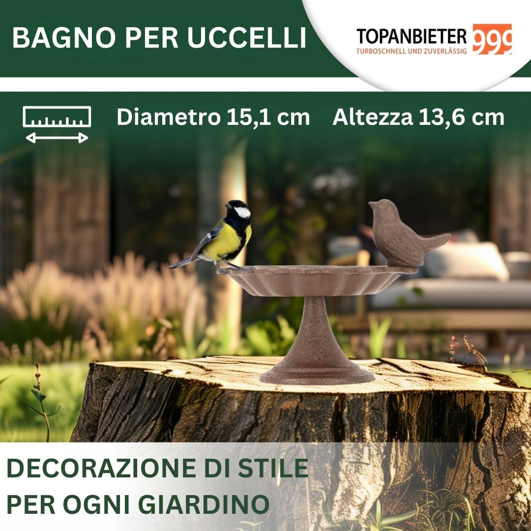 Abbeveratoio per uccelli per uccelli selvatici, punto d'acqua, resistente alle intemperie e al gelo (uccelli con piede)