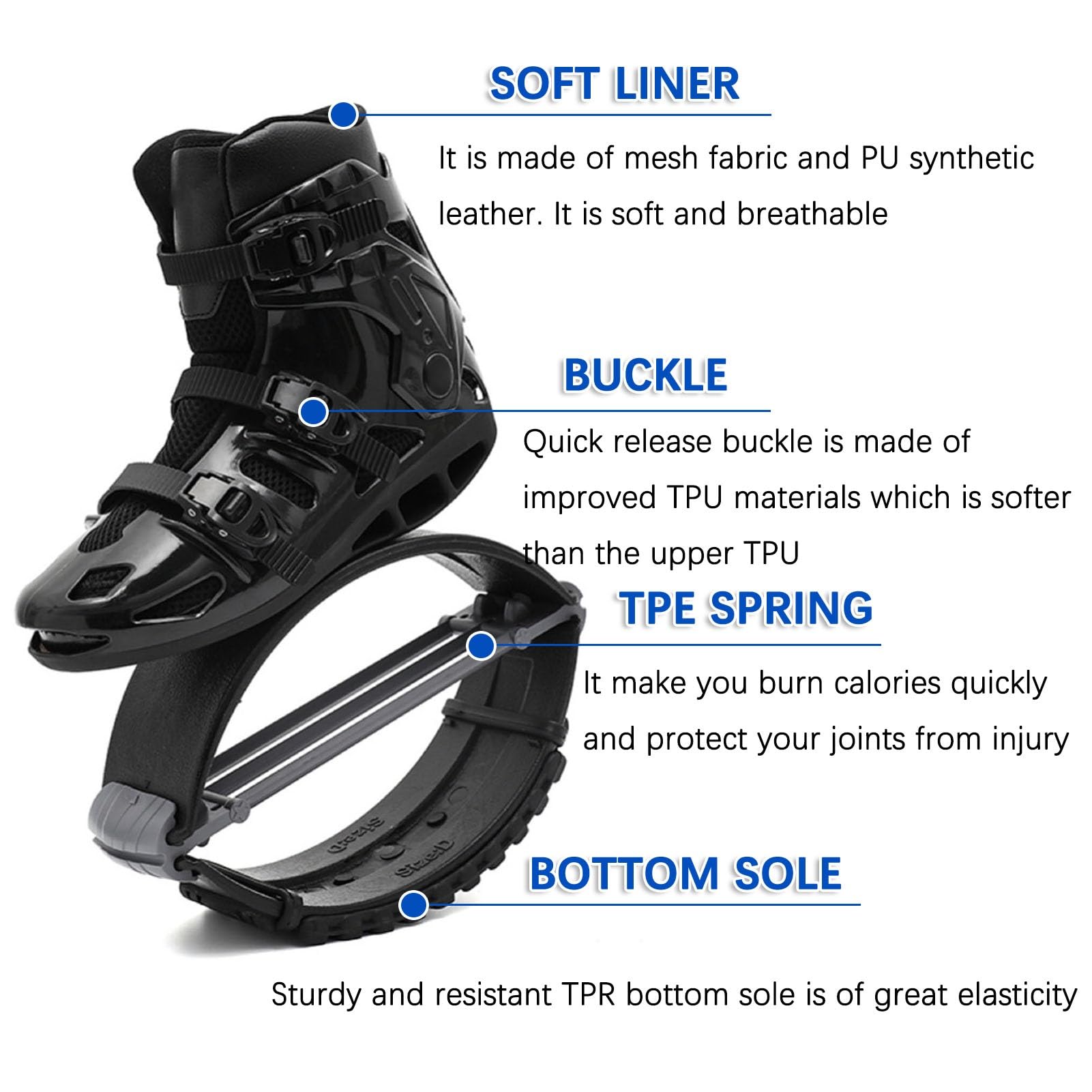 Jumps Botas Zapatos Zapatillas de Rebote Unisex, Entrenamiento físico en Interiores y Exteriores, Botas Lunares para Bajar de Peso, Carga de 50 a 110 kg