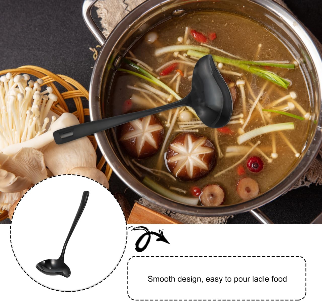 OSALADI Duckbill Soup Spoon Stainless Steel Hot Pot Spoon with Long Handle Spill-Resistant Design for Gravies Dressings Dessert 7.48 in Kitchen Utensil