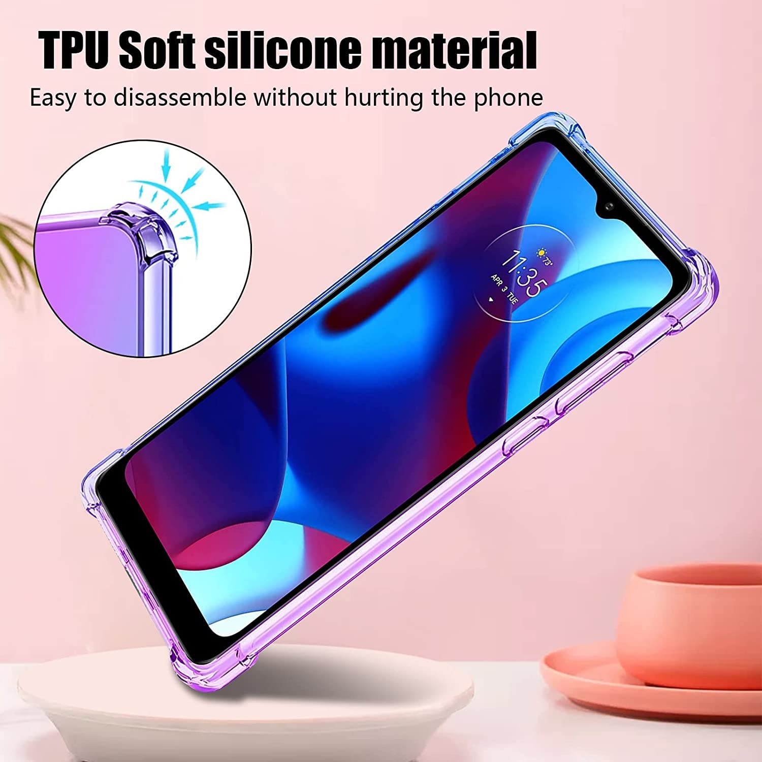 Cover GOGME Per Xiaomi Redmi 10C – Custodia In TPU Con Effetto Sfumato Rosa/Viola, Angoli Rinforzati Antiurto - 2