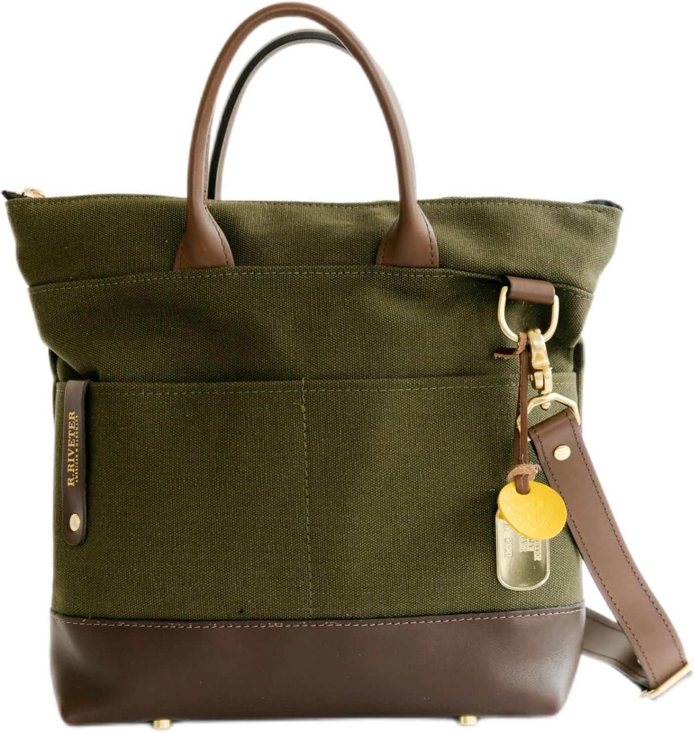 R.Riveter Otto Signature Fatigue Canvas + Brown Handbag Genuine Leather