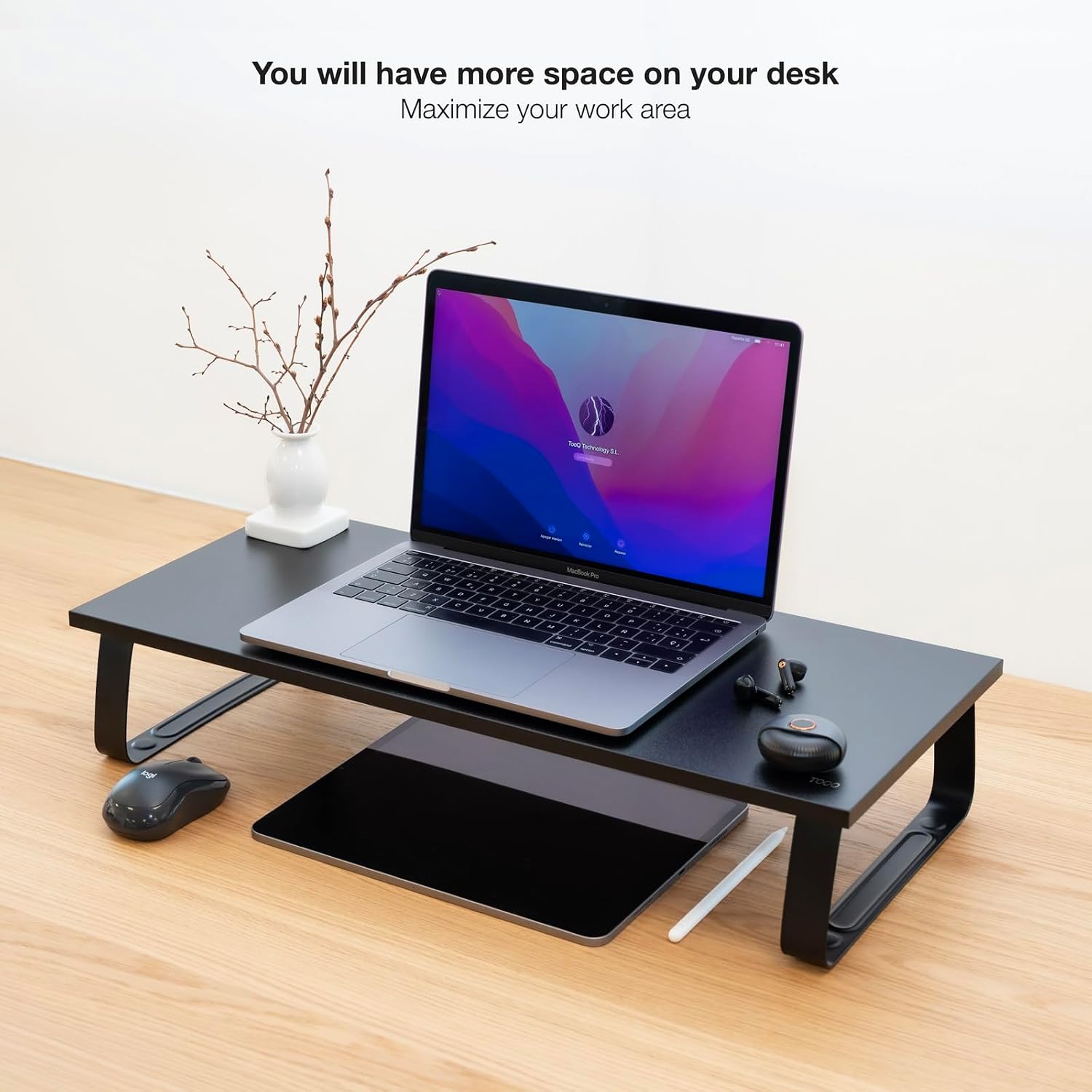 TOOQ TQMR111 Multi-Purpose Monitor Laptop Stand Black