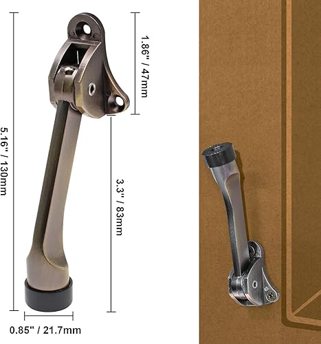 Miniatura 4 de 2 topes de puerta de 4 pulgadas, tope de puerta resistente con punta de goma antideslizante para suelos alfombrados de madera, hormigón, baldosas,