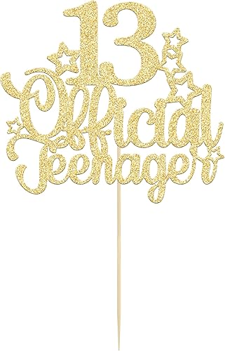 Miniatura 3 de Ephlyn 1 paquete de 13 decoraciones oficiales para tartas de adolescentes con purpurina número 13 Cheers to 13, decoración de pastel de cumpleaños