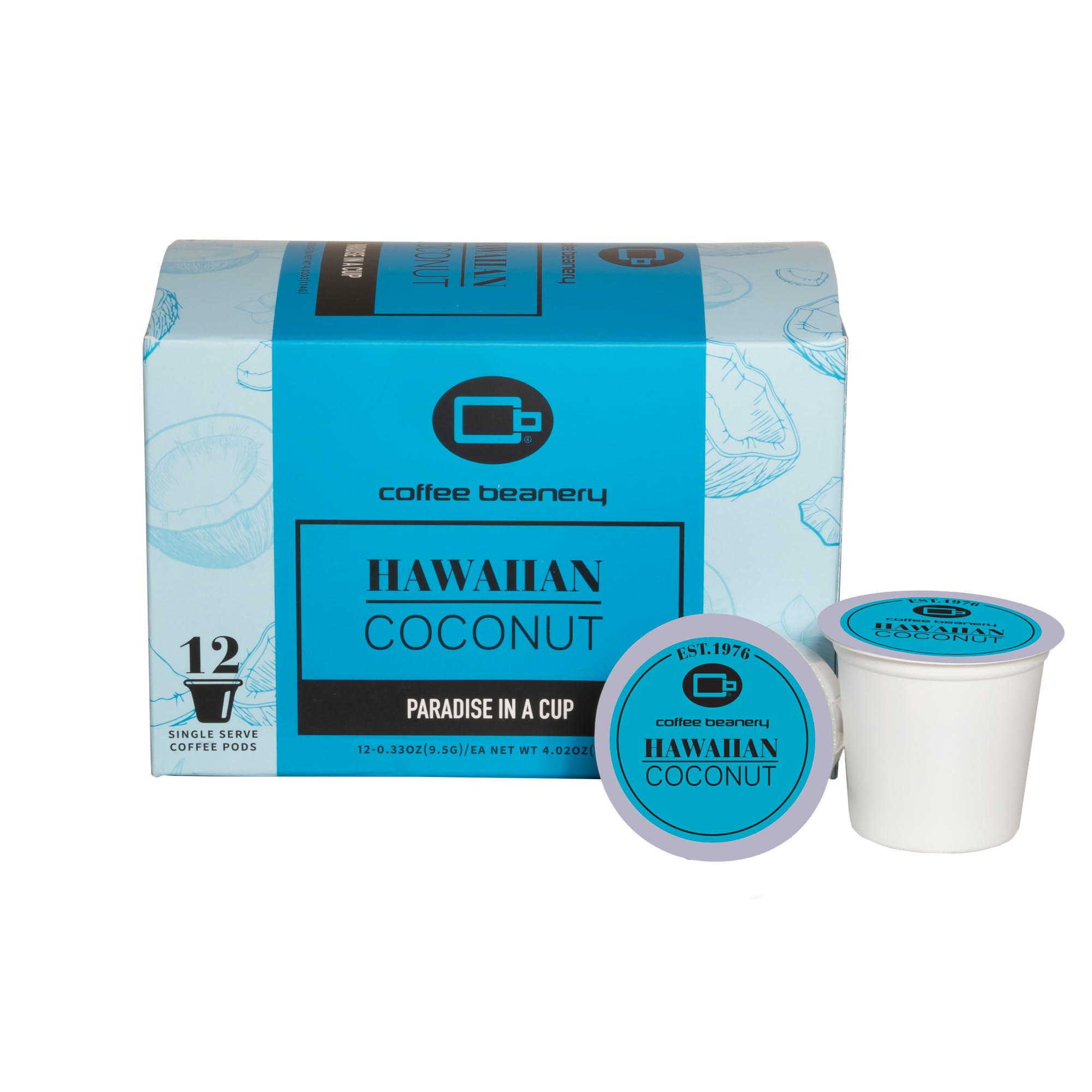 Hawaiian Coconut Coffee Pods by Coffee Beanery | 12ct Medium Roast Arbica Coffee