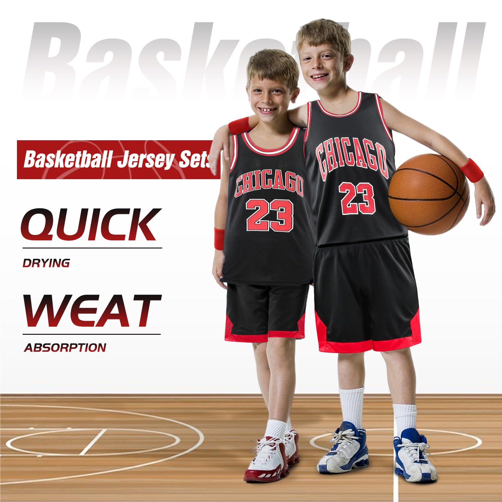 Pardofelis Maillot de basketball pour garçon - Séchage rapide - Avec poignets - Ensemble de combinaison de basketball sans manches pour l'entraînement et les jeux - Vêtements de basketball de qualité