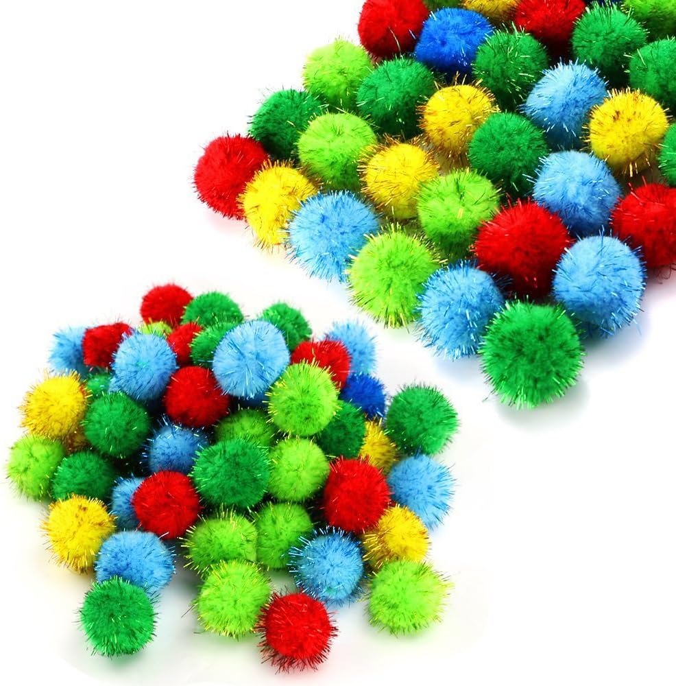 100 Pieces Assorted Color Sparkle Balls Glitter
