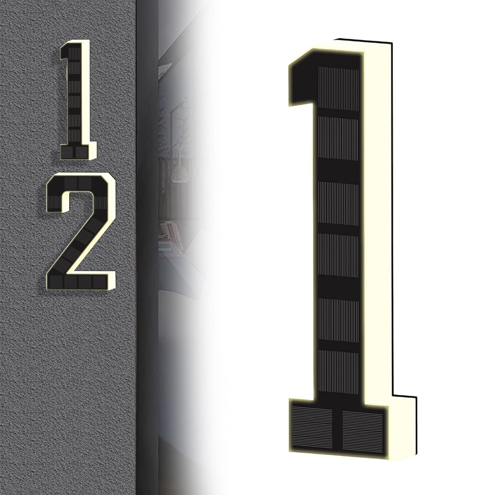 2026 New 7 Inch Solar Lighted House Numbers For Outside Light Up Address Numbers House No Drill Adhesive Or Screw Mount IP65 LED Illuminated Exterior Modern Address Sign Dusk To Dawn (1)