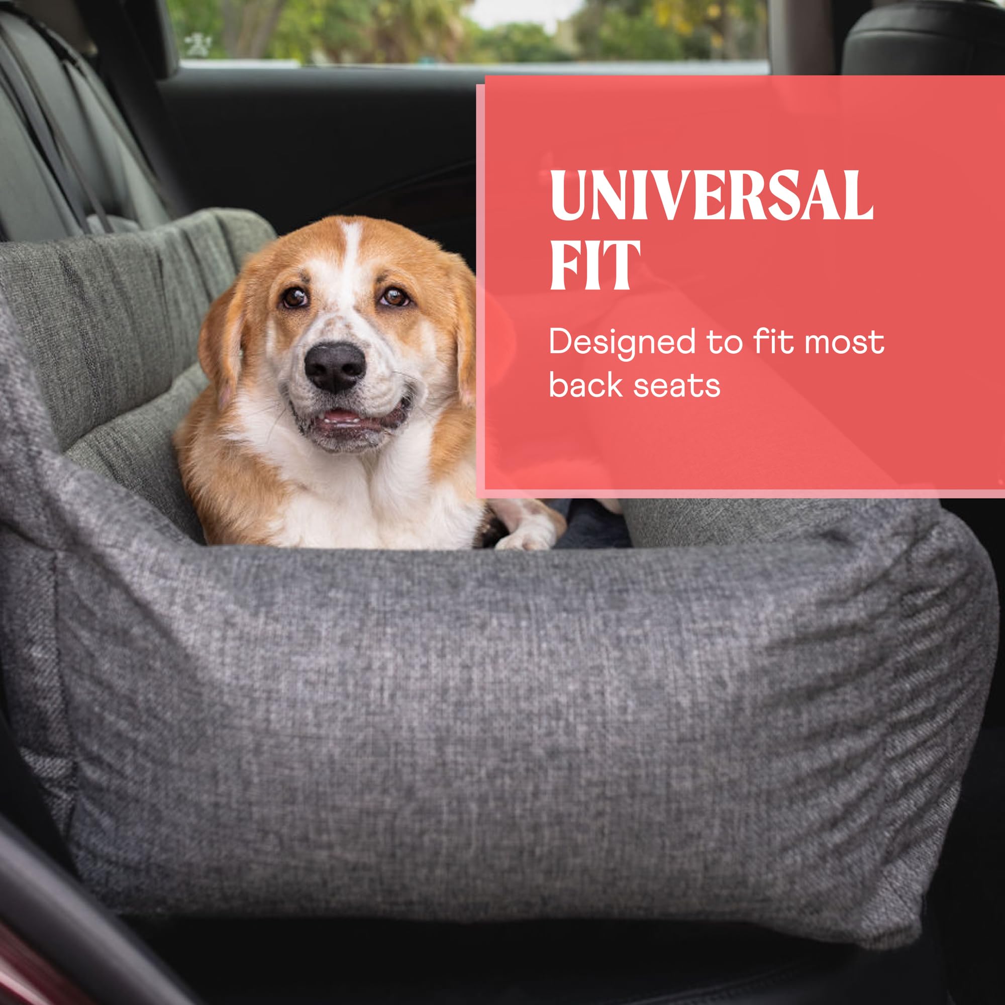 Paw Brands Asiento doble de coche para perro, cama de viaje de espuma viscoelástica para asiento trasero