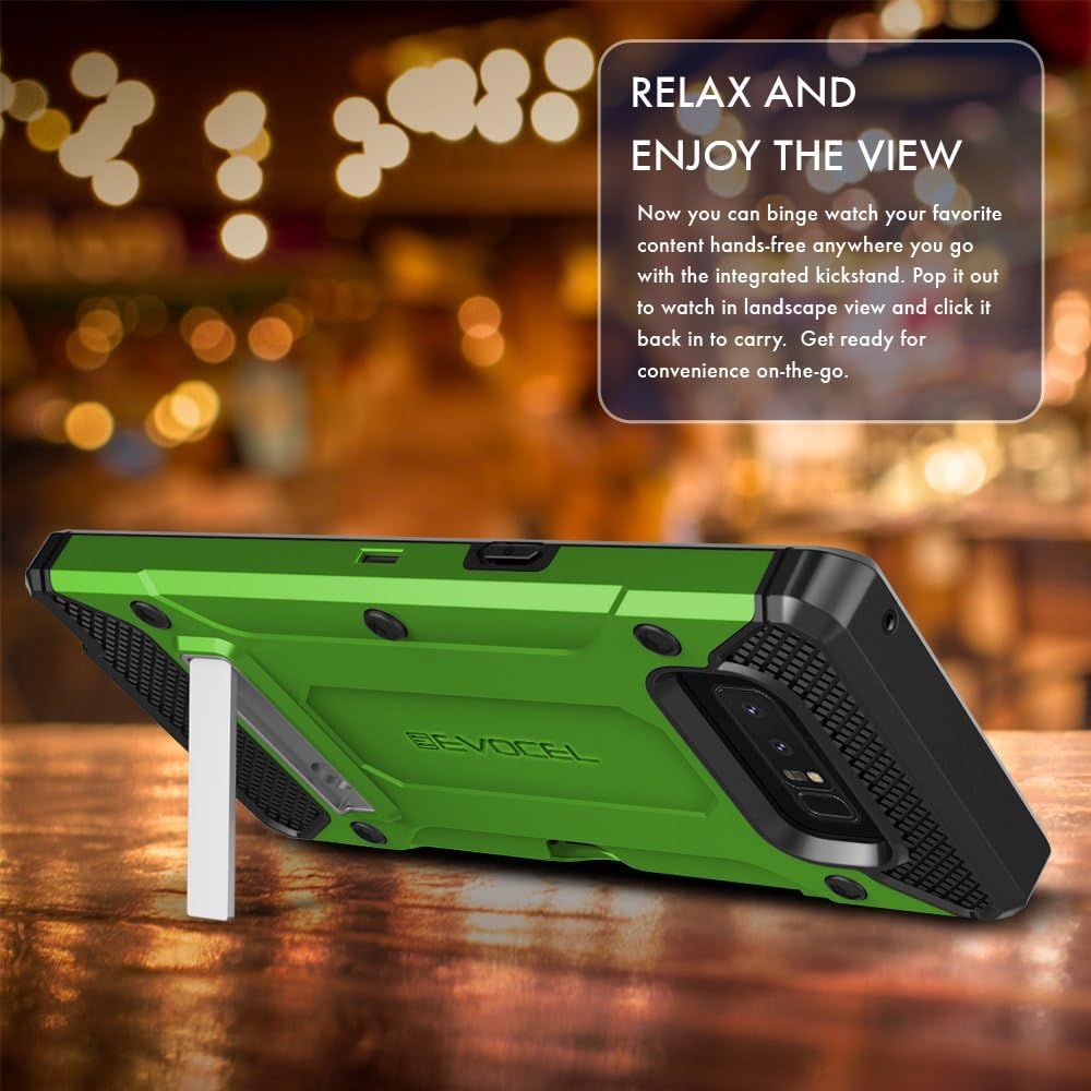 Galaxy Note 8 Case, Evocel [Explorer Series Pro] Premium Dual Layer Credit Card Case with Magnetic Kickstand for Samsung Galaxy Note 8 (SM-N950), Green (EVO-SAMNOTE8-CK12)