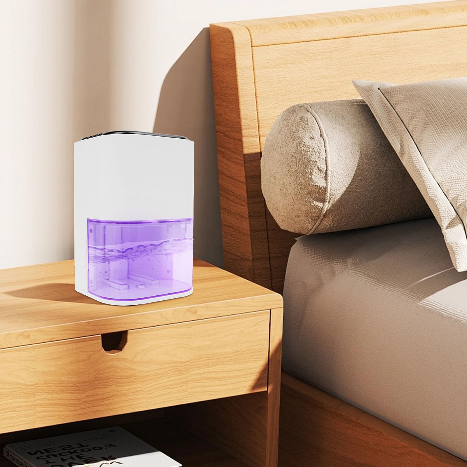 Deumidificatore Elettrico 2L 42W 7 Colori Bianco | 500-600 ml/24 h a 30 °C e 80% RH, serbatoio da 2 litri e spegnimento automatico.