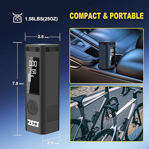 Miniatura 7 de Inflador de neumáticos, compresor de aire portátil, bomba de aire inalámbrica 150PSI más rápida con función de apagado automático para automóvil,